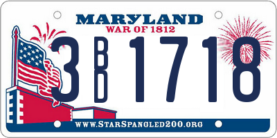 MD license plate 3BD1718