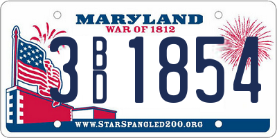 MD license plate 3BD1854