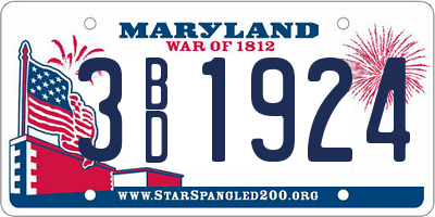 MD license plate 3BD1924