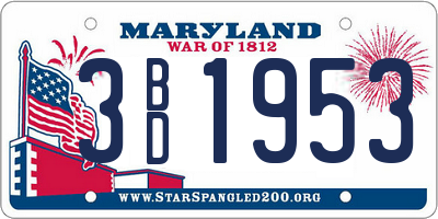 MD license plate 3BD1953