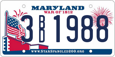 MD license plate 3BD1988