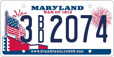 MD license plate 3BD2074