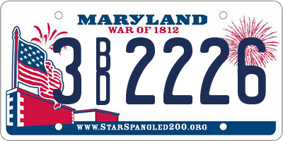 MD license plate 3BD2226