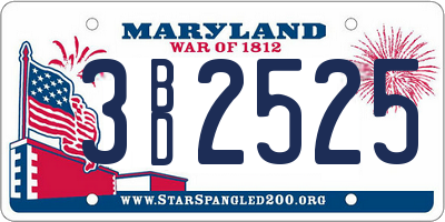 MD license plate 3BD2525