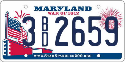 MD license plate 3BD2659