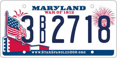 MD license plate 3BD2718