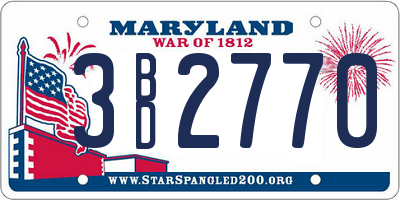 MD license plate 3BD2770