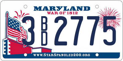 MD license plate 3BD2775