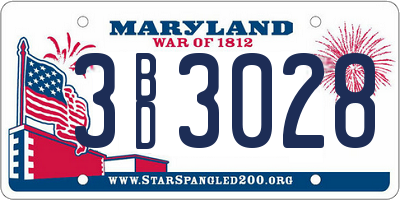 MD license plate 3BD3028