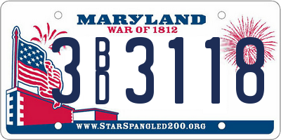 MD license plate 3BD3118