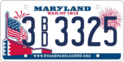MD license plate 3BD3325
