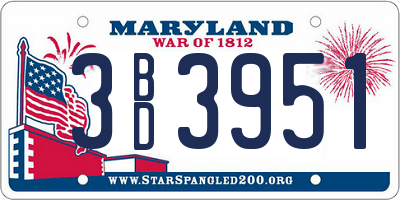 MD license plate 3BD3951