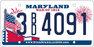 MD license plate 3BD4091