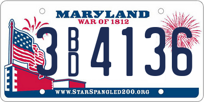 MD license plate 3BD4136