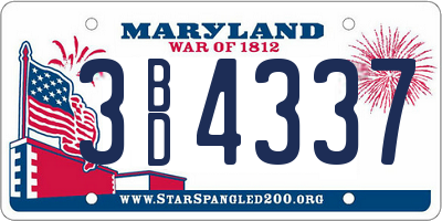 MD license plate 3BD4337