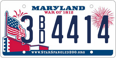 MD license plate 3BD4414