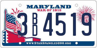 MD license plate 3BD4519
