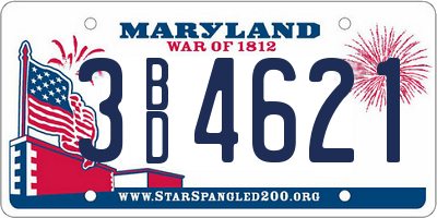 MD license plate 3BD4621