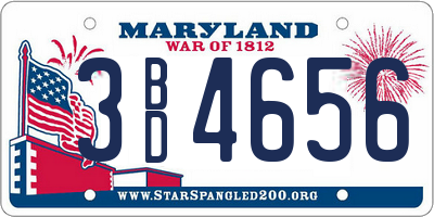MD license plate 3BD4656