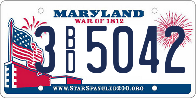 MD license plate 3BD5042