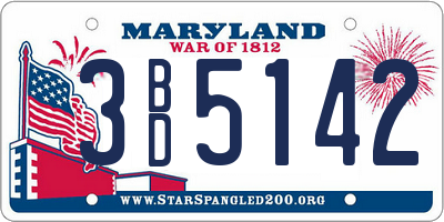 MD license plate 3BD5142