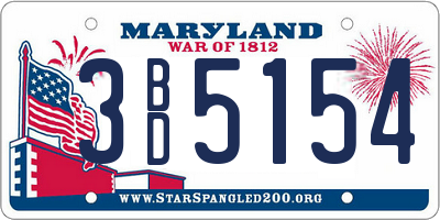 MD license plate 3BD5154
