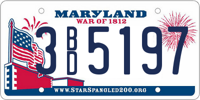 MD license plate 3BD5197