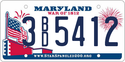 MD license plate 3BD5412