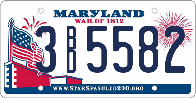 MD license plate 3BD5582