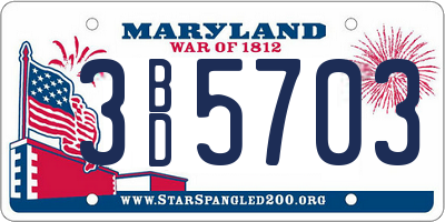 MD license plate 3BD5703