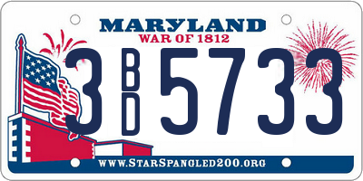 MD license plate 3BD5733