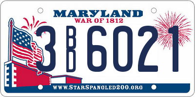 MD license plate 3BD6021