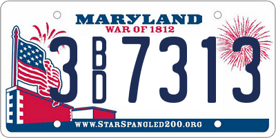 MD license plate 3BD7313