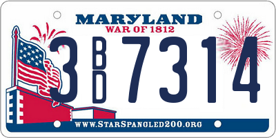 MD license plate 3BD7314