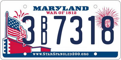 MD license plate 3BD7318