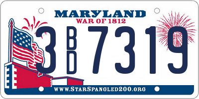 MD license plate 3BD7319