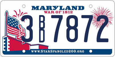 MD license plate 3BD7872