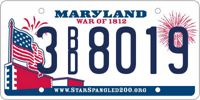 MD license plate 3BD8019