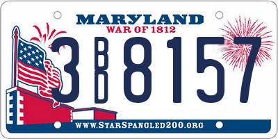 MD license plate 3BD8157