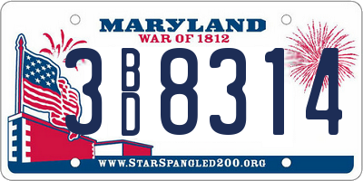 MD license plate 3BD8314