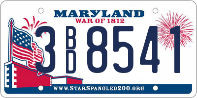MD license plate 3BD8541