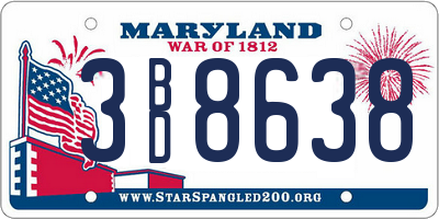 MD license plate 3BD8638