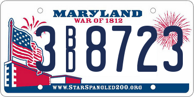 MD license plate 3BD8723