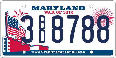 MD license plate 3BD8788