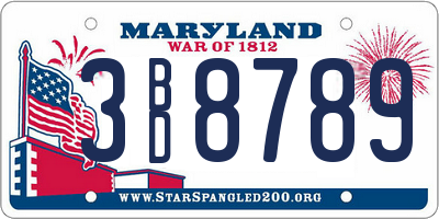 MD license plate 3BD8789