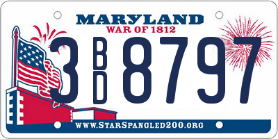 MD license plate 3BD8797