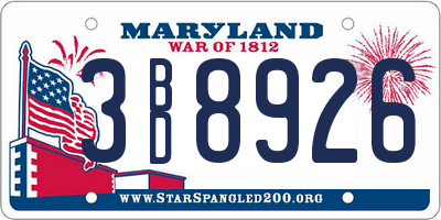 MD license plate 3BD8926