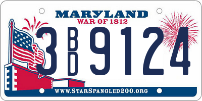MD license plate 3BD9124