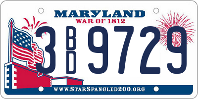 MD license plate 3BD9729