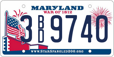 MD license plate 3BD9740